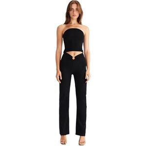 Susamusa London Size US 4 / EU 8 Black Pull-On O-Ring Trousers Baby Flare Y2K